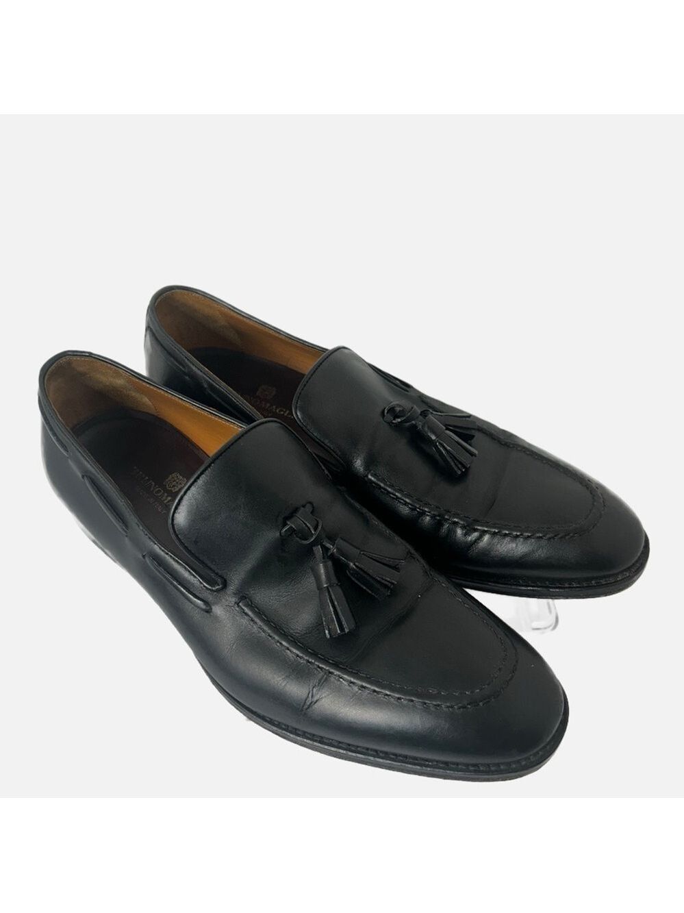 BRUNO MAGLI Leather Loafers Tassel Made in Italy Quiet Luxury Black 10M